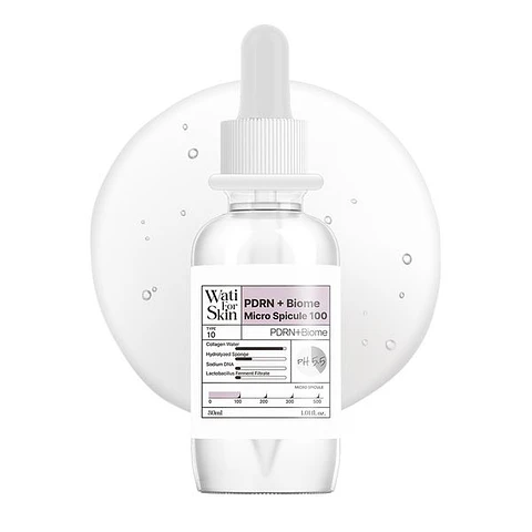PDRN + Biome Essence Micro Spicule 100 (Wati For Skin) - 30ml Serum antiedad con colágeno, PDRN, Biomas y microagujas
