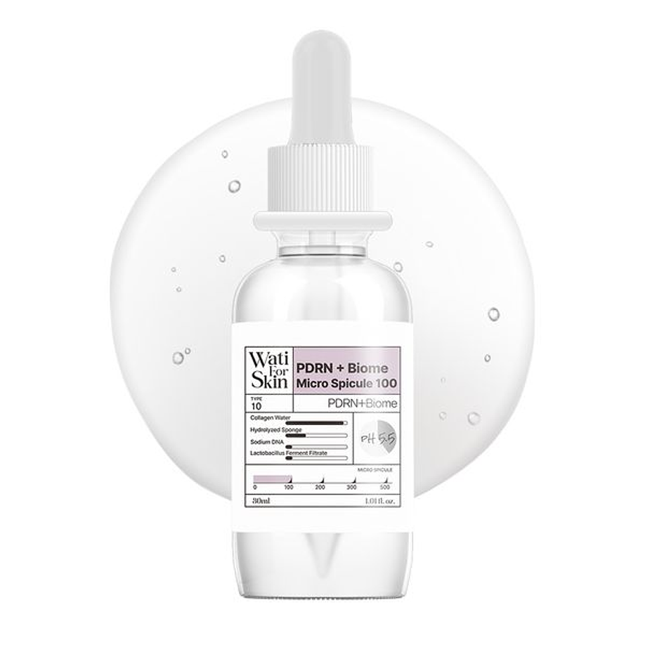 PDRN + Biome Essence Micro Spicule 100 (Wati For Skin) - 30ml Serum antiedad con colágeno, PDRN, Biomas y microagujas 1