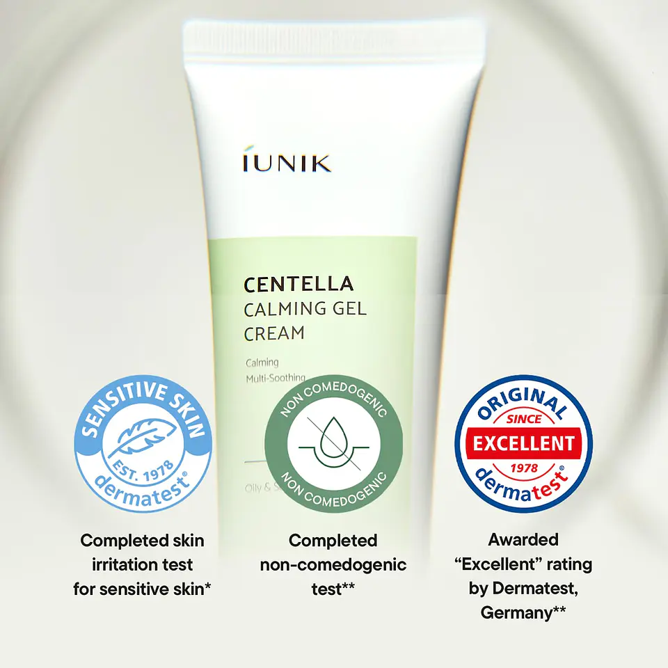 Centella Calming Gel Cream (IUNIK) 60ml Crema calmante  pieles problemáticas 72% centella asiática anti acné y rosácea  6