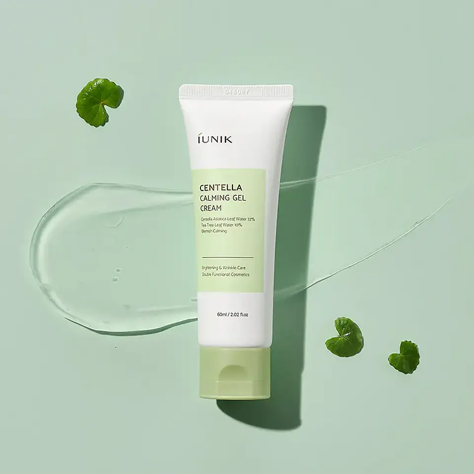 Centella Calming Gel Cream (IUNIK) 60ml Crema calmante  pieles problemáticas 72% centella asiática anti acné y rosácea  11