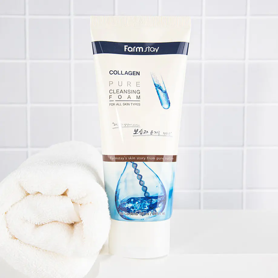 Collagen Pure Cleansing Foam (Farm Stay) - 180ml Espuma limpiadora antienvejecimiento 8