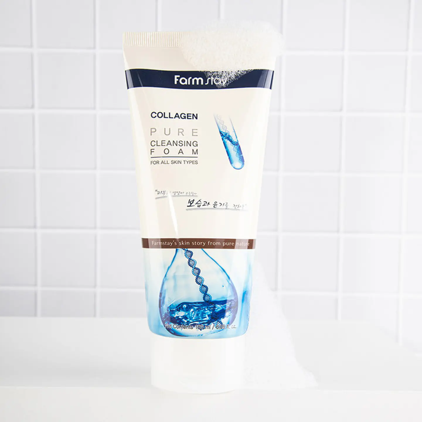 Collagen Pure Cleansing Foam (Farm Stay) - 180ml Espuma limpiadora antienvejecimiento 9