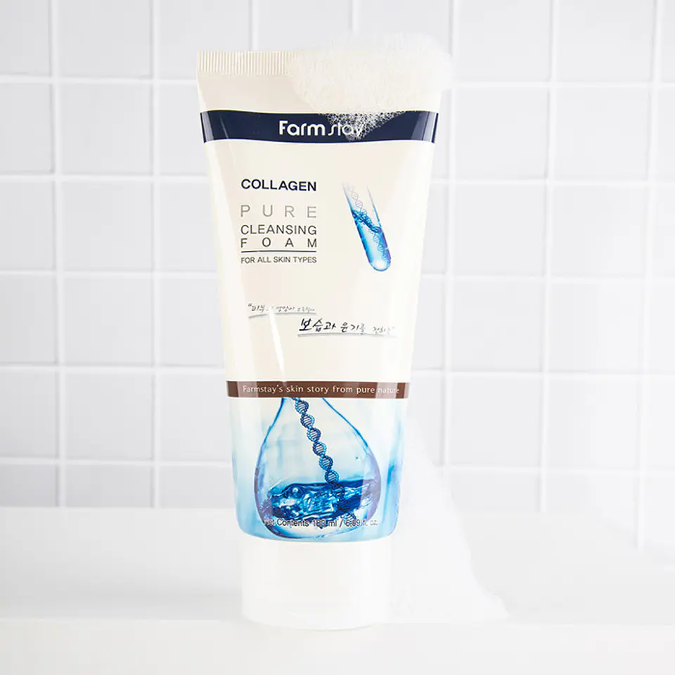 Collagen Pure Cleansing Foam (Farm Stay) - 180ml Espuma limpiadora antienvejecimiento 9