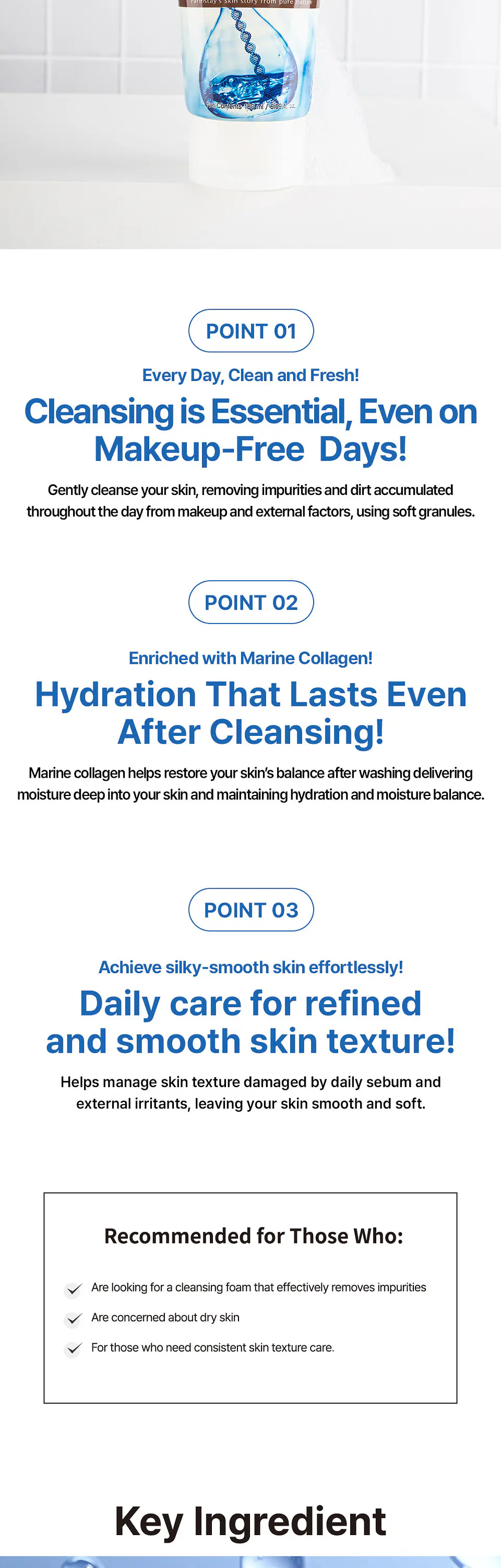 Collagen Pure Cleansing Foam (Farm Stay) - 180ml Espuma limpiadora antienvejecimiento 10