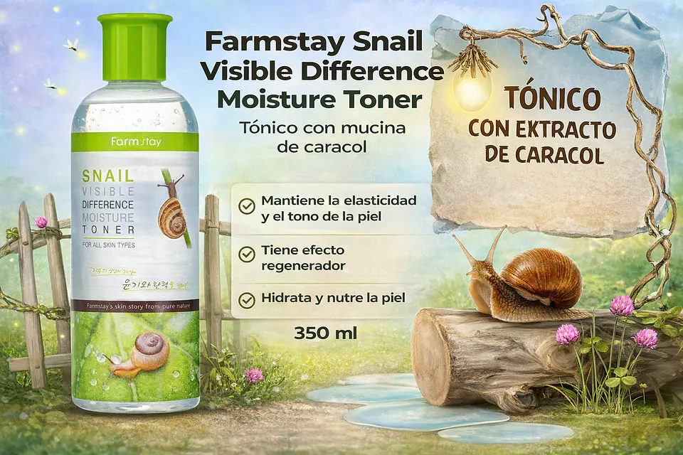 Snail Visible Difference Moisture Toner (Farm Stay) -350 ml Tónico baba de caracol, con aloe vera y hierbas 3