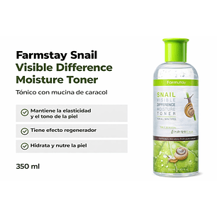 Snail Visible Difference Moisture Toner (Farm Stay) -350 ml Tónico baba de caracol, con aloe vera y hierbas