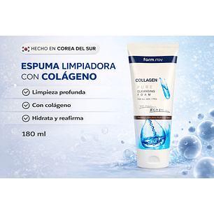 Collagen Pure Cleansing Foam (Farm Stay) - 180ml Espuma limpiadora antienvejecimiento
