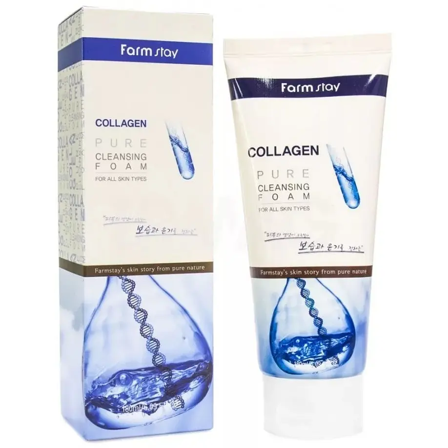 Collagen Pure Cleansing Foam (Farm Stay) - 180ml Espuma limpiadora antienvejecimiento 1