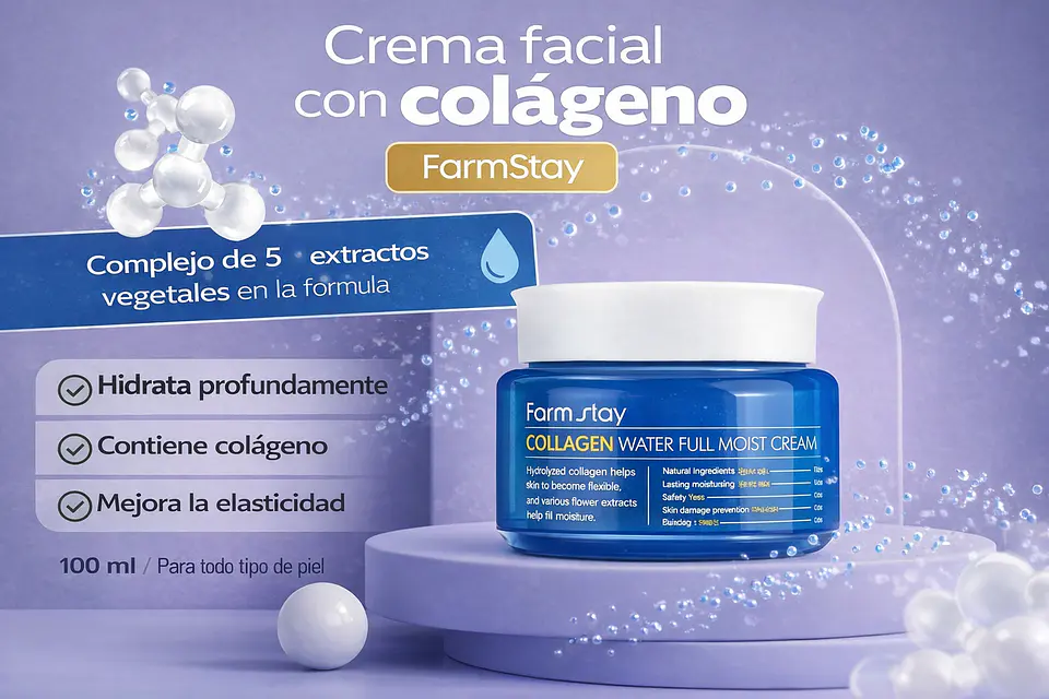Collagen Water Full Moist Cream (Farm Stay) - 100ml Crema antiedad con colágeno y ácido hialurónico 2