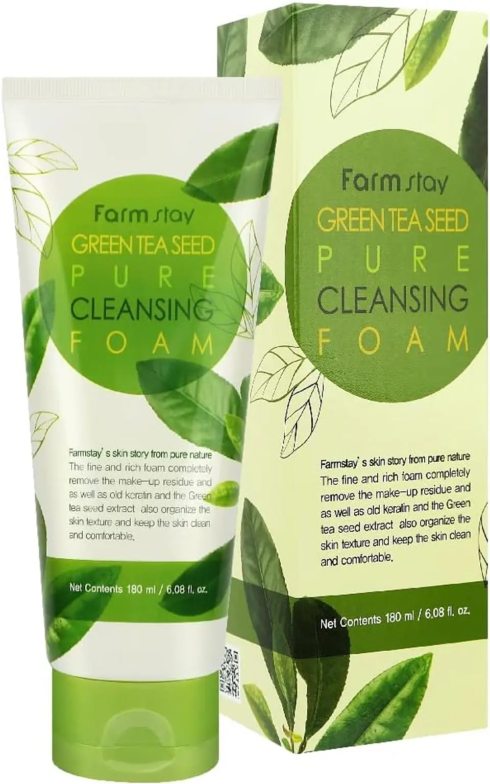 Green Tea Seed Pure Cleansing Foam (Farm Stay) -180ml Espuma limpiadora pieles mixtas y grasas, 1