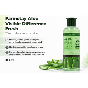 Aloe Visible Difference Fresh Toner (Farm Stay) - 350ml Tónico aloe vera, té verde y hierbas