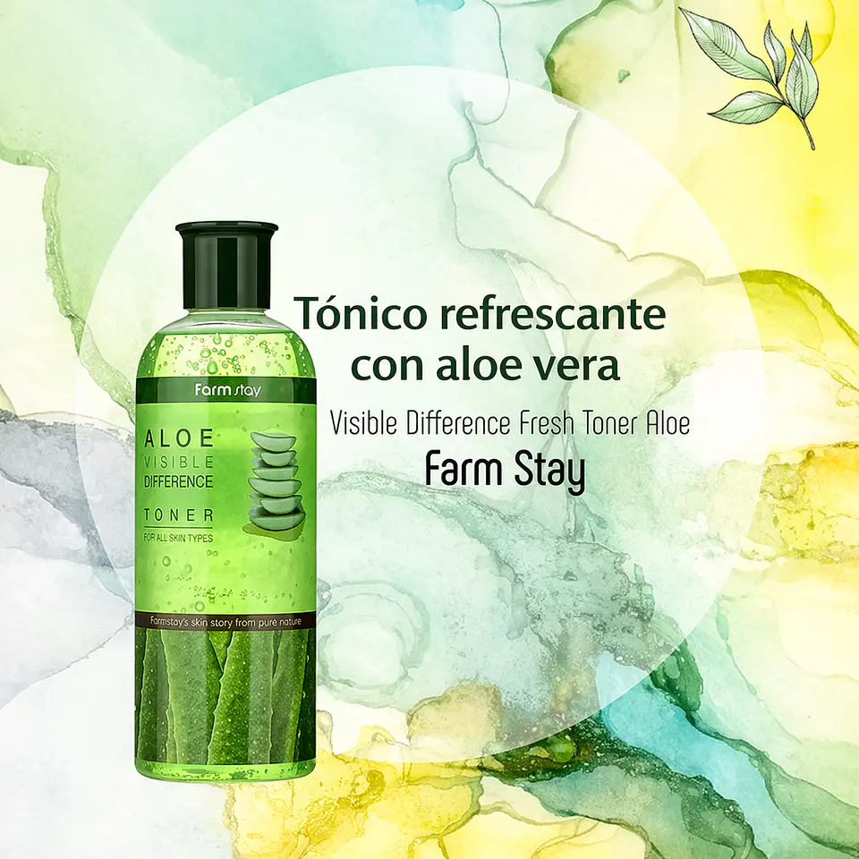 Aloe Visible Difference Fresh Toner (Farm Stay) - 350ml Tónico aloe vera, té verde y hierbas 3