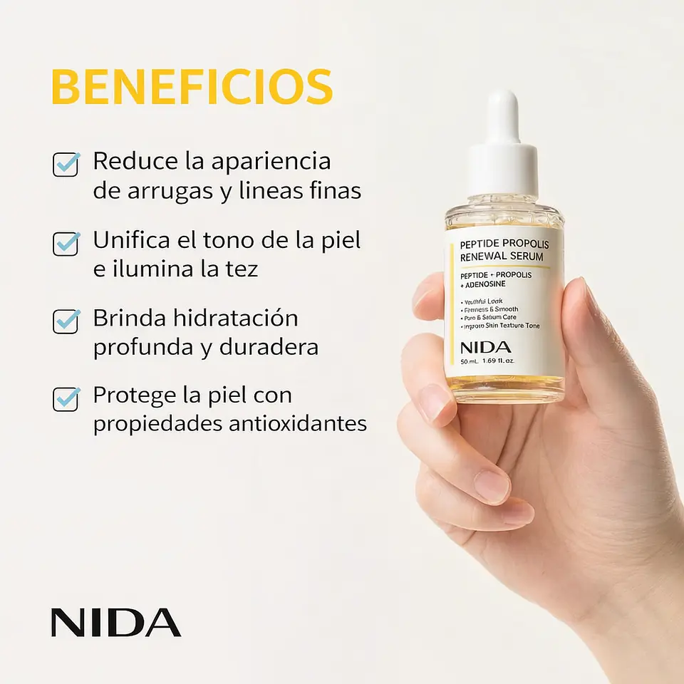 Peptide Propolis Renewal Serum (NIDA) -50ml Serum antiedad con propóleo y péptidos 3