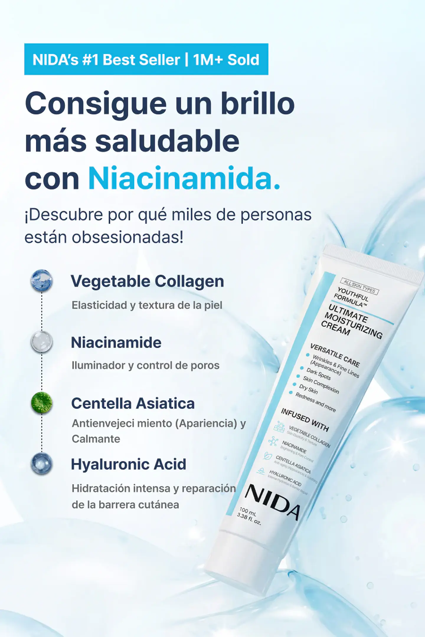 Youthful Formula™ Ultimate Moisturizing Cream (NIDA) - Crema antiedad con colágeno, péptidos, niacinamida y centella asiática 2