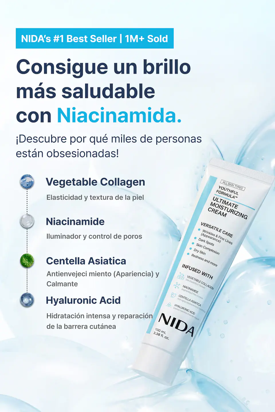 Youthful Formula™ Ultimate Moisturizing Cream (NIDA) - Crema antiedad con colágeno, péptidos, niacinamida y centella asiática 2