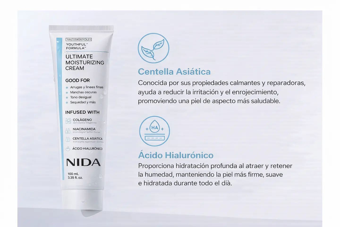 Youthful Formula™ Ultimate Moisturizing Cream (NIDA) - Crema antiedad con colágeno, péptidos, niacinamida y centella asiática 6