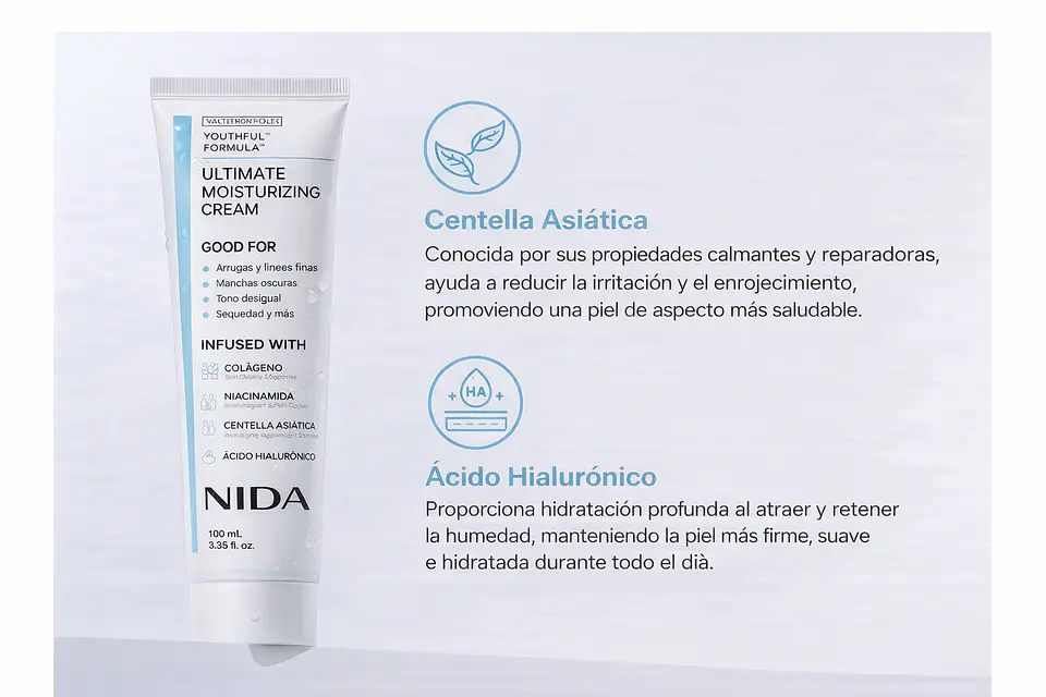 Youthful Formula™ Ultimate Moisturizing Cream (NIDA) - Crema antiedad con colágeno, péptidos, niacinamida y centella asiática 6