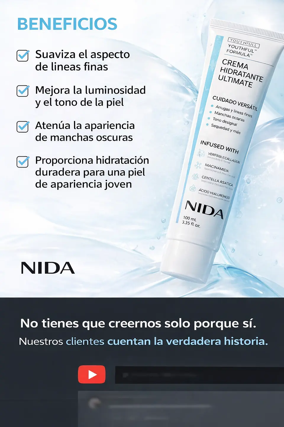 Youthful Formula™ Ultimate Moisturizing Cream (NIDA) - Crema antiedad con colágeno, péptidos, niacinamida y centella asiática 5