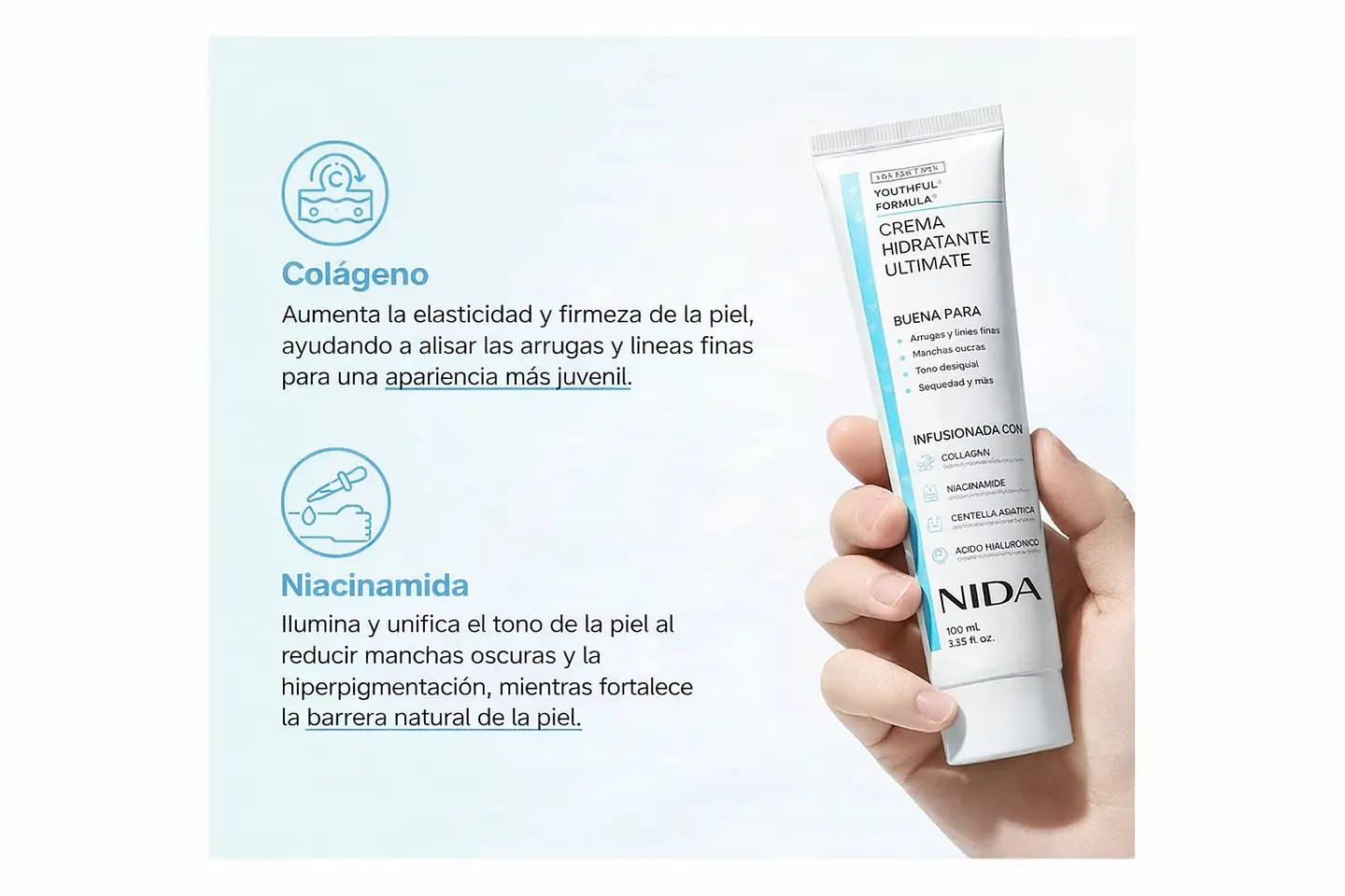 Youthful Formula™ Ultimate Moisturizing Cream (NIDA) - Crema antiedad con colágeno, péptidos, niacinamida y centella asiática 7