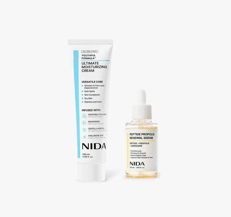 Pack Antiedad Crema Rostro con colágeno 100ml + Serum con péptidos 50ml  (NIDA) 1