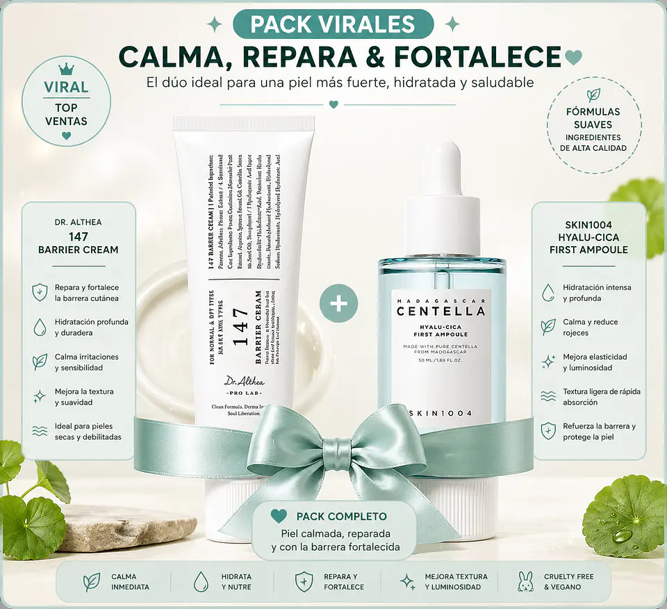 Pack Virales Calmantes Pieles Deshidratadas (SKIN1004 y Dr Althea) - Serum Madagascar Hyalu-cica ampoule 50ml + Crema 147 Barrier Cream 2