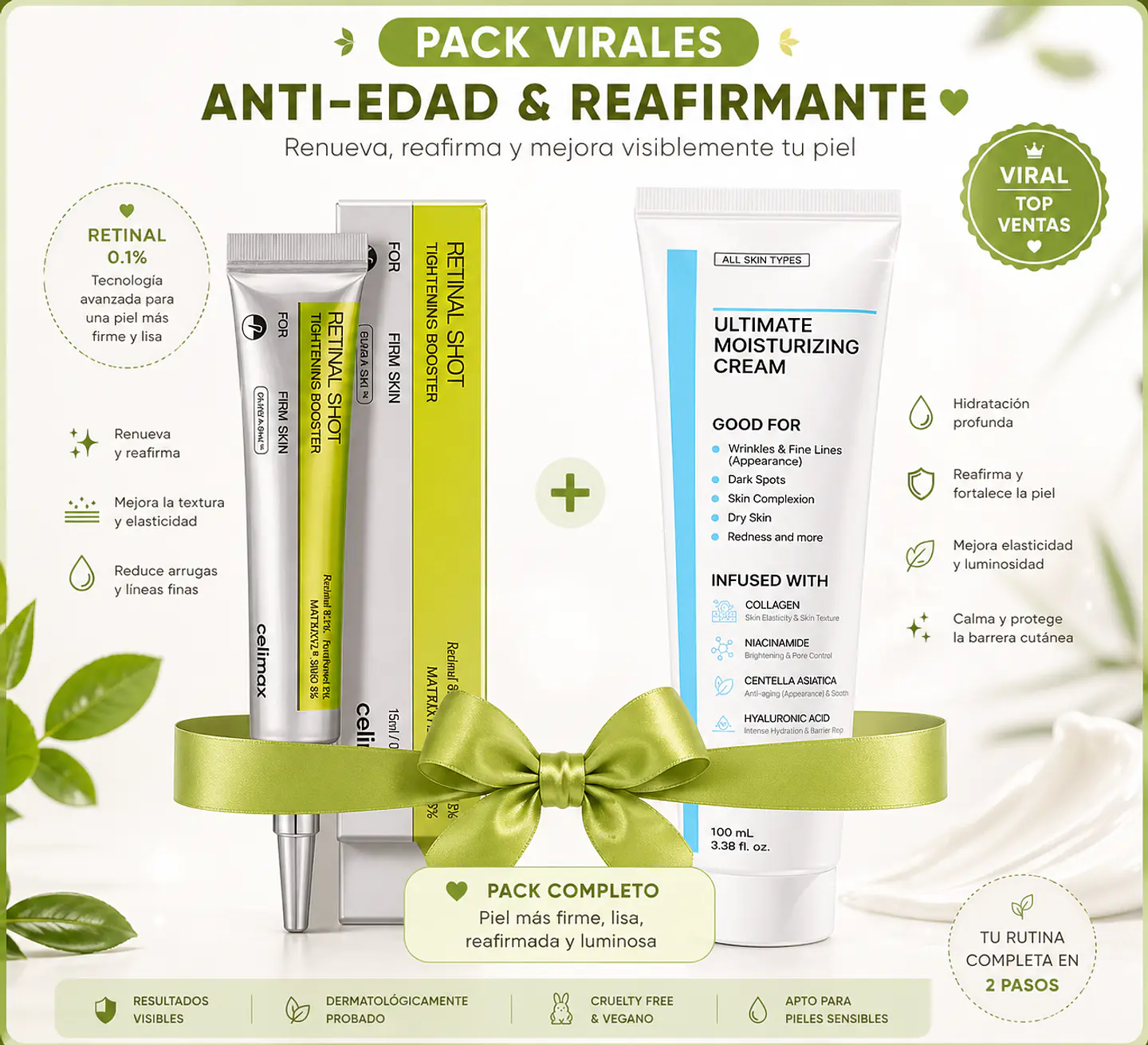 Pack Virales Antiedad (Celimax y NIDA) - Serum Tightening 15 ml y Crema Youthfull fomula 100ml 2