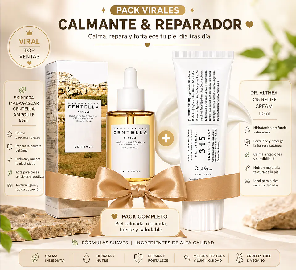 Pack Virales Calmantes (SKIN1004 y Dr Althea) - Serum Madagascar Centlla Ampoule 55 ml y Crema 345 Relief 50ml 2