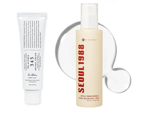 Pack Virales Regenerador 345 Relief Cream + Seoul 1988 Essence: Snail Mucin 97% + Rice (Dr Althea y K-secret)