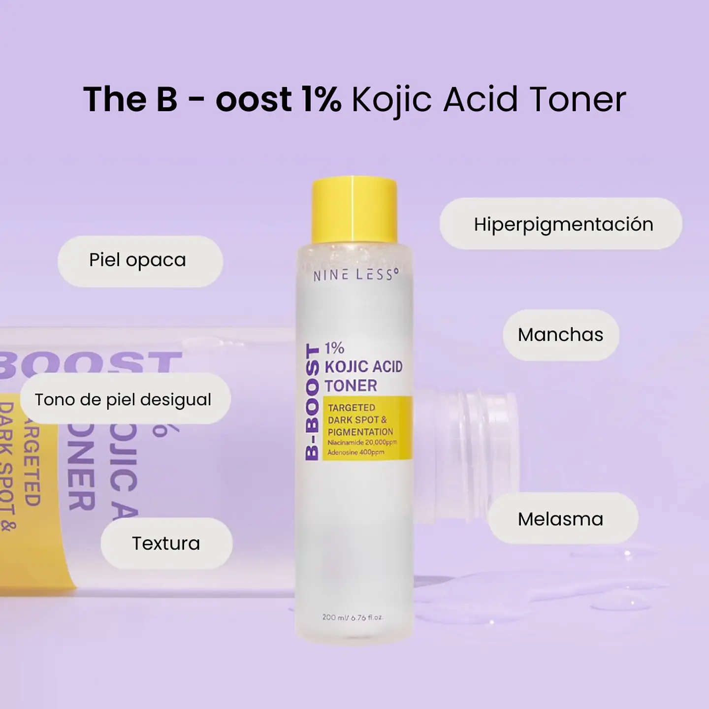 B-boost 1% Kojic Acid Toner (Nineless) - 200ml Tónio antimanchas e imperfeciones 1% ácido kójico 6