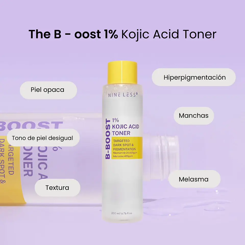 B-boost 1% Kojic Acid Toner (Nineless) - 200ml Tónio antimanchas e imperfeciones 1% ácido kójico 6
