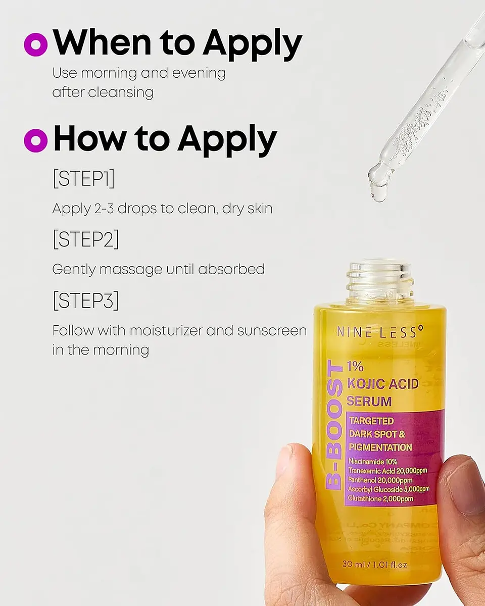 B-Boost 1% Kojic Acid Serum (Nineless) - 30ml Serum antimanchas e imperfeciones 1% ácido kójico y 10% niacinamida 7