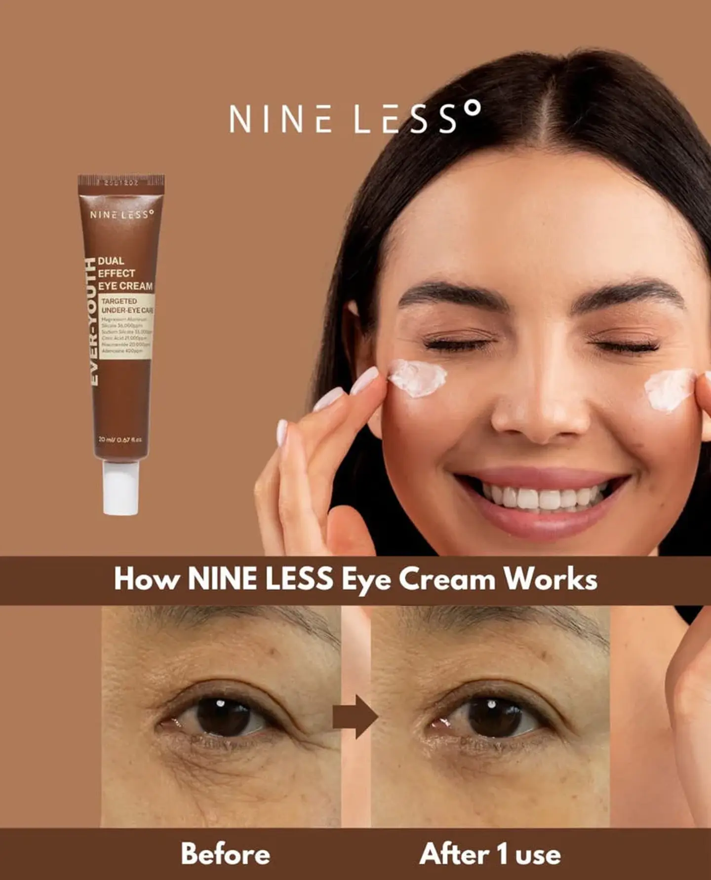 Dual effect eye cream (Nineless) -30ml - Contorno de ojos con péptidos y niacinamida 4
