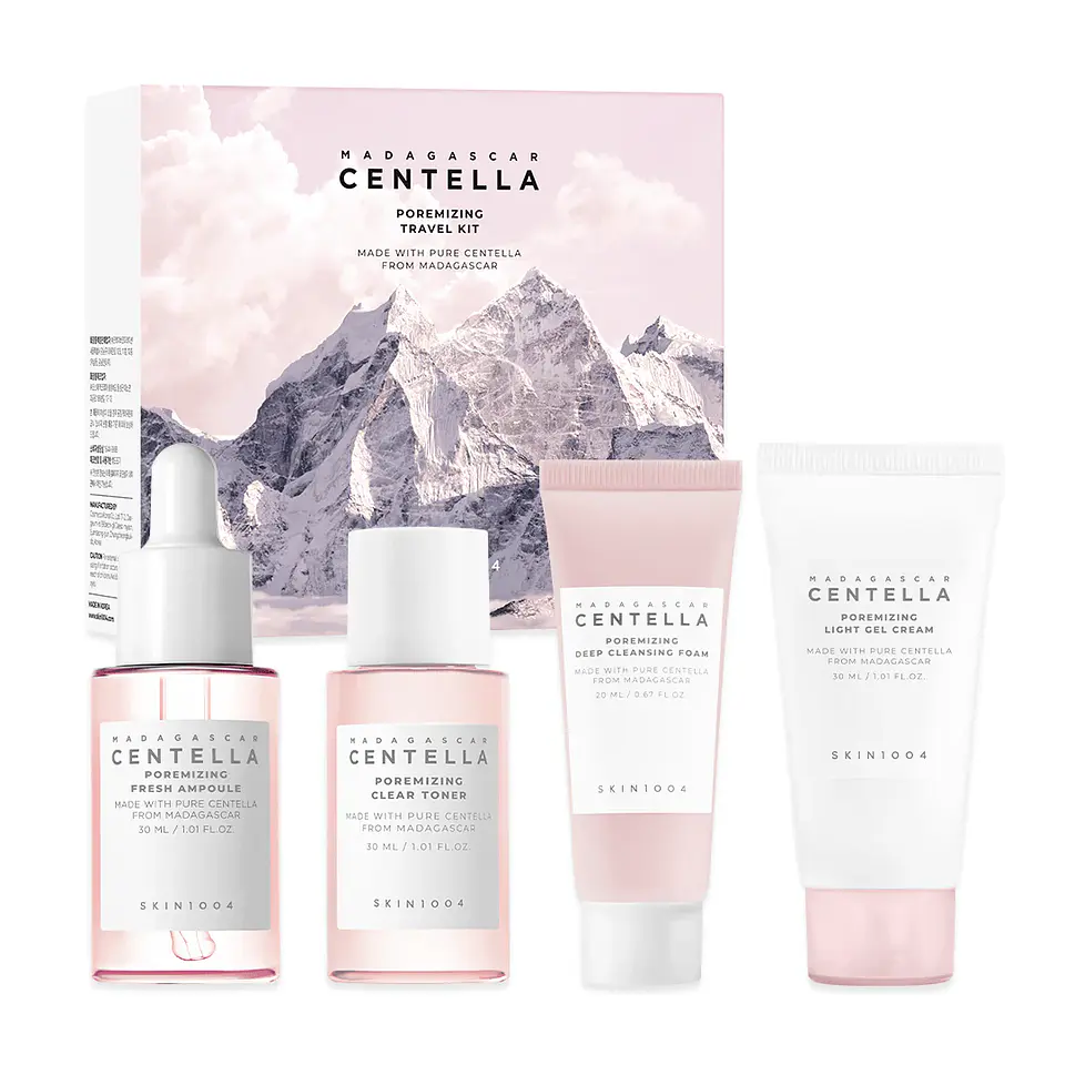 Madagascar Centella Poremizing Travel Kit (SKIN1004) - Set de miniaturas poros dilatados+ 1 Tónico 30ml + 1 Serum 30ml + 1 crema 30ml 1