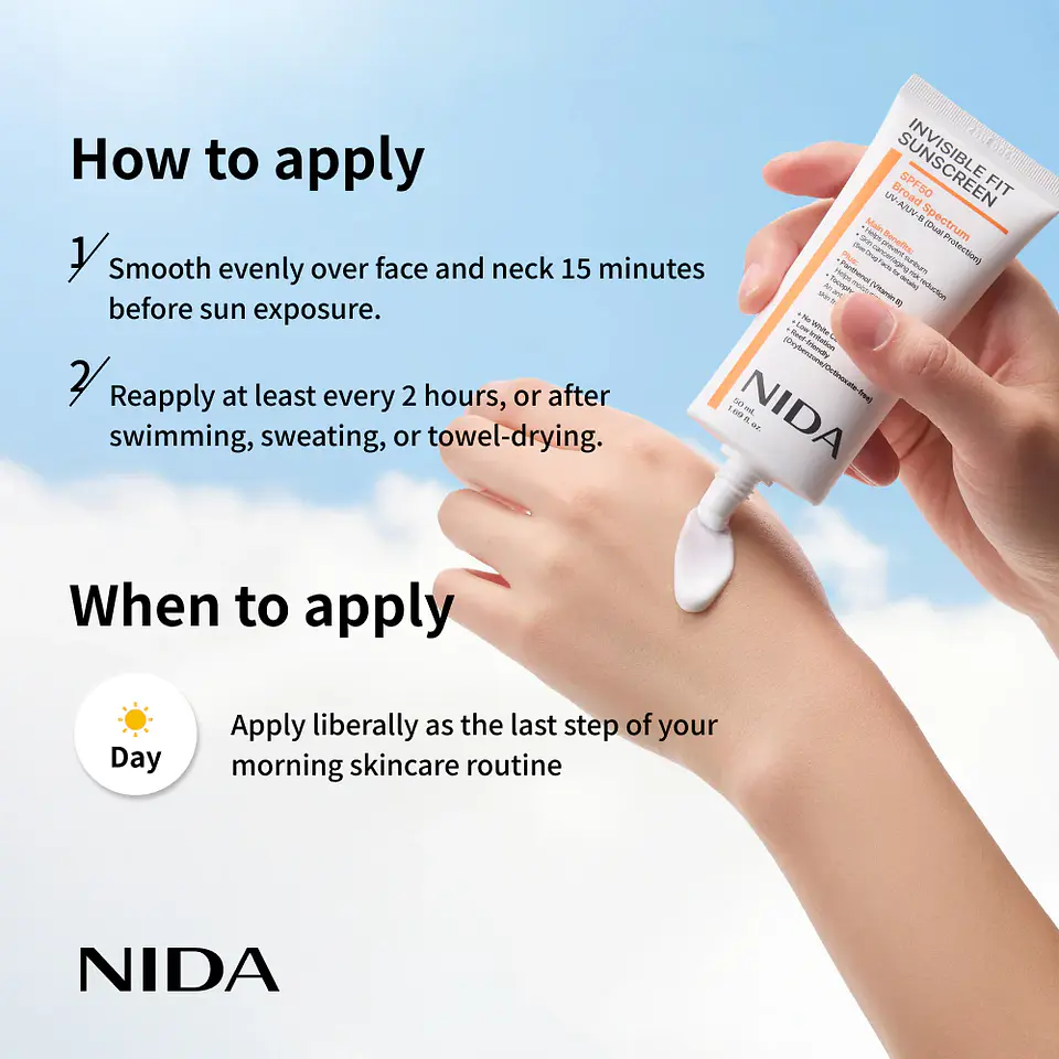 Invisible Fit Sun Cream SPF50+ PA++++ (NIDA) -50ml Protector solar ligero  3
