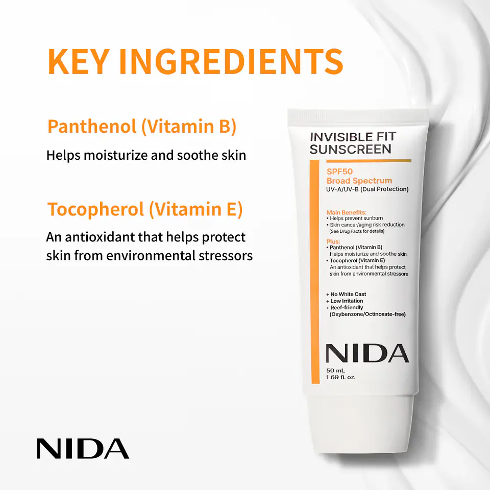 Invisible Fit Sun Cream SPF50+ PA++++ (NIDA) -50ml Protector solar ligero  4