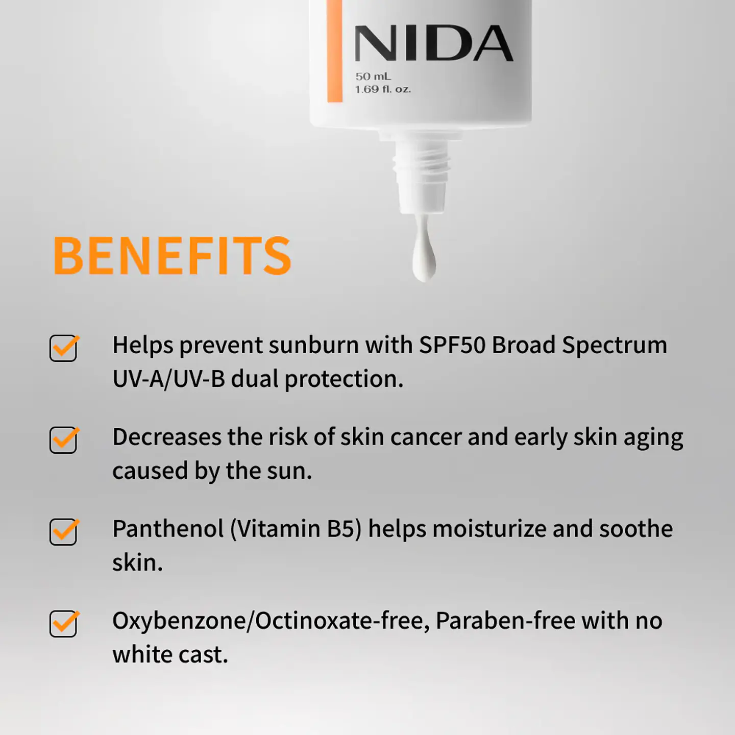 Invisible Fit Sun Cream SPF50+ PA++++ (NIDA) -50ml Protector solar ligero  5
