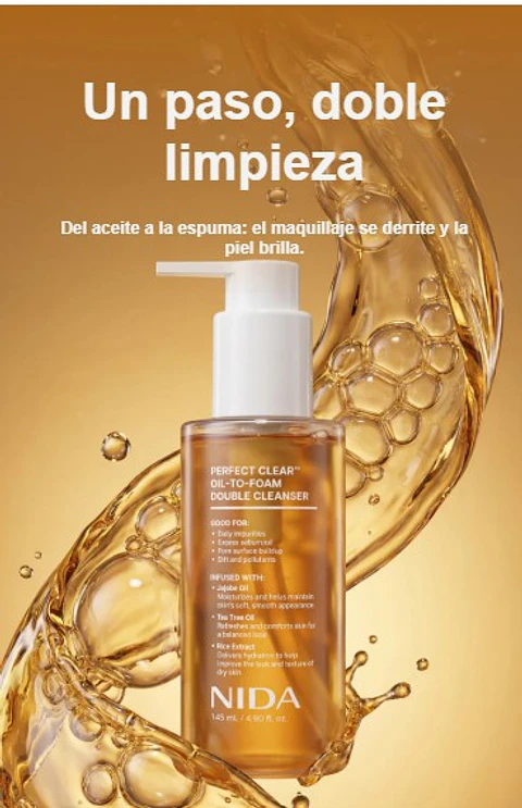 Perfect Clear Oil-To-Foam Double Cleanser (NIDA) -145ml Limpiador 2 en 1 doble limpieza