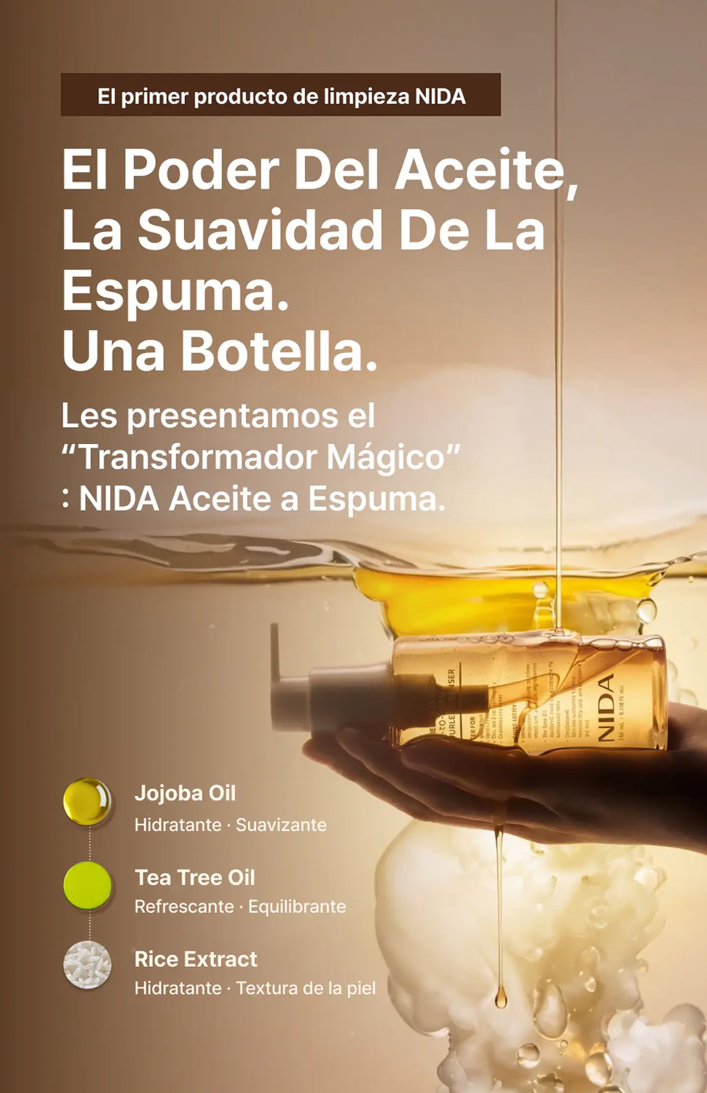 Perfect Clear Oil-To-Foam Double Cleanser (NIDA) -145ml Limpiador 2 en 1 doble limpieza 3