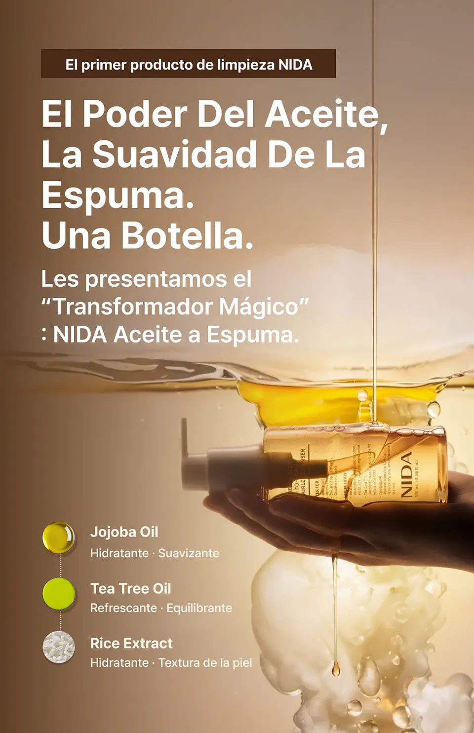 Perfect Clear Oil-To-Foam Double Cleanser (NIDA) -145ml Limpiador 2 en 1 doble limpieza 3