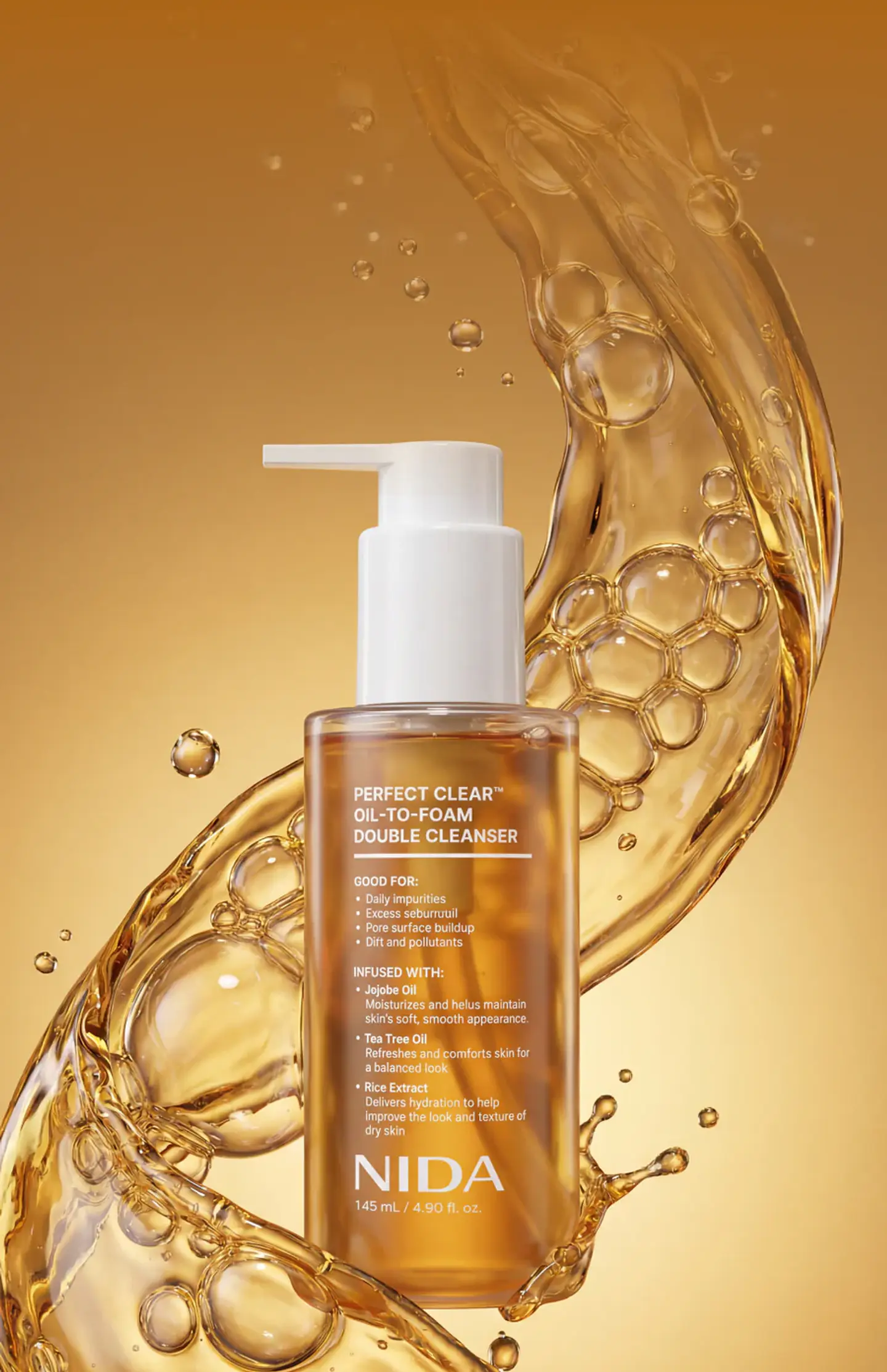 Perfect Clear Oil-To-Foam Double Cleanser (NIDA) -145ml Limpiador 2 en 1 doble limpieza 7