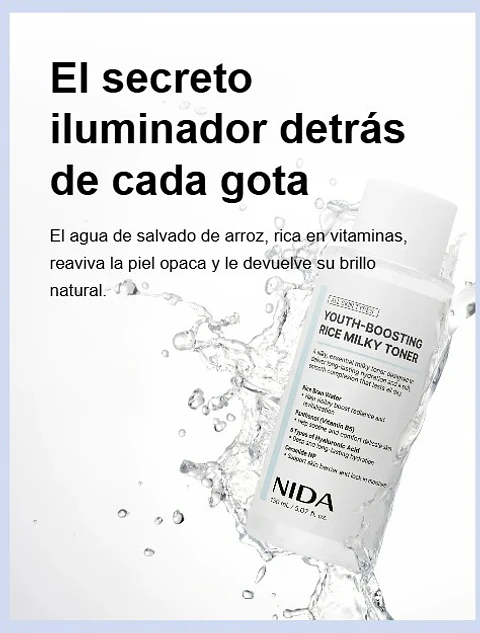 Youth-Boosting Rice Milky Toner (NIDA) - 150ml Tónico aclarante e hidratante con extracto de arroz y niacinamida