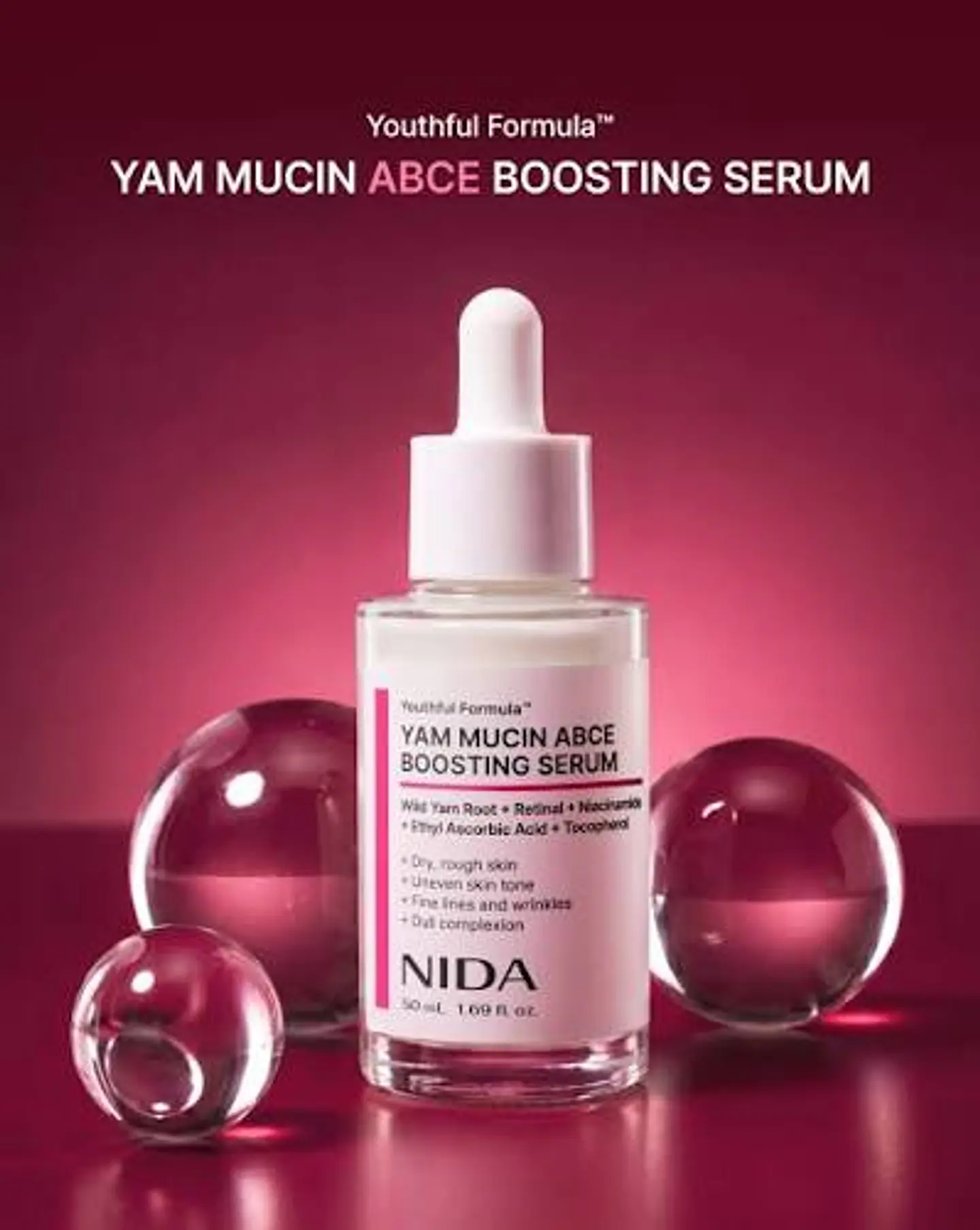 Youthful Formula™ Yam Mucin ABCE Boosting Serum (NIDA) - 50 ml Serum antiedad y regenerador con vitaminas A, B, C, E y retinal 7