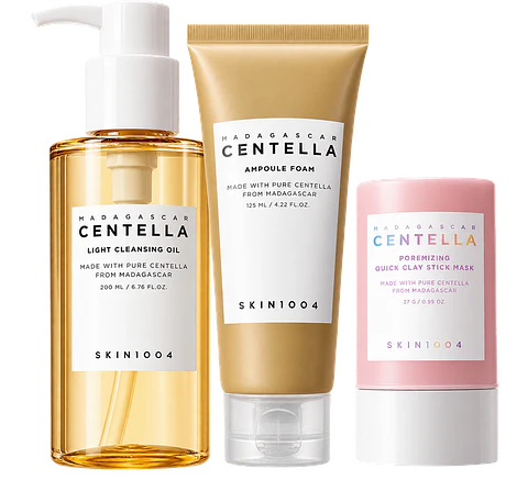 Pack Limpieza Profunda Madagascar Centella (SKIN1004) - Limpiador oleoso 200ml + Limpiador en espuma 125 ml + Limpiador en barra  