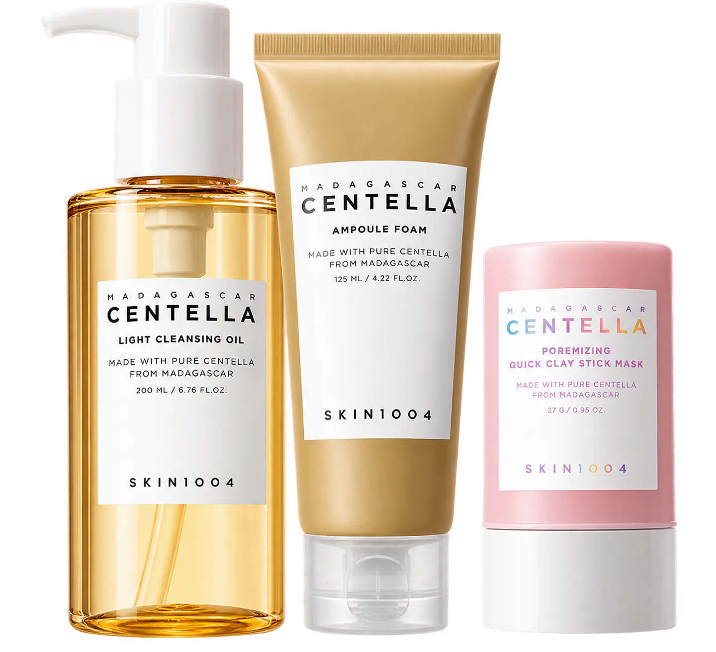 Pack Limpieza Profunda Madagascar Centella (SKIN1004) - Limpiador oleoso 200ml + Limpiador en espuma 125 ml + Limpiador en barra   1