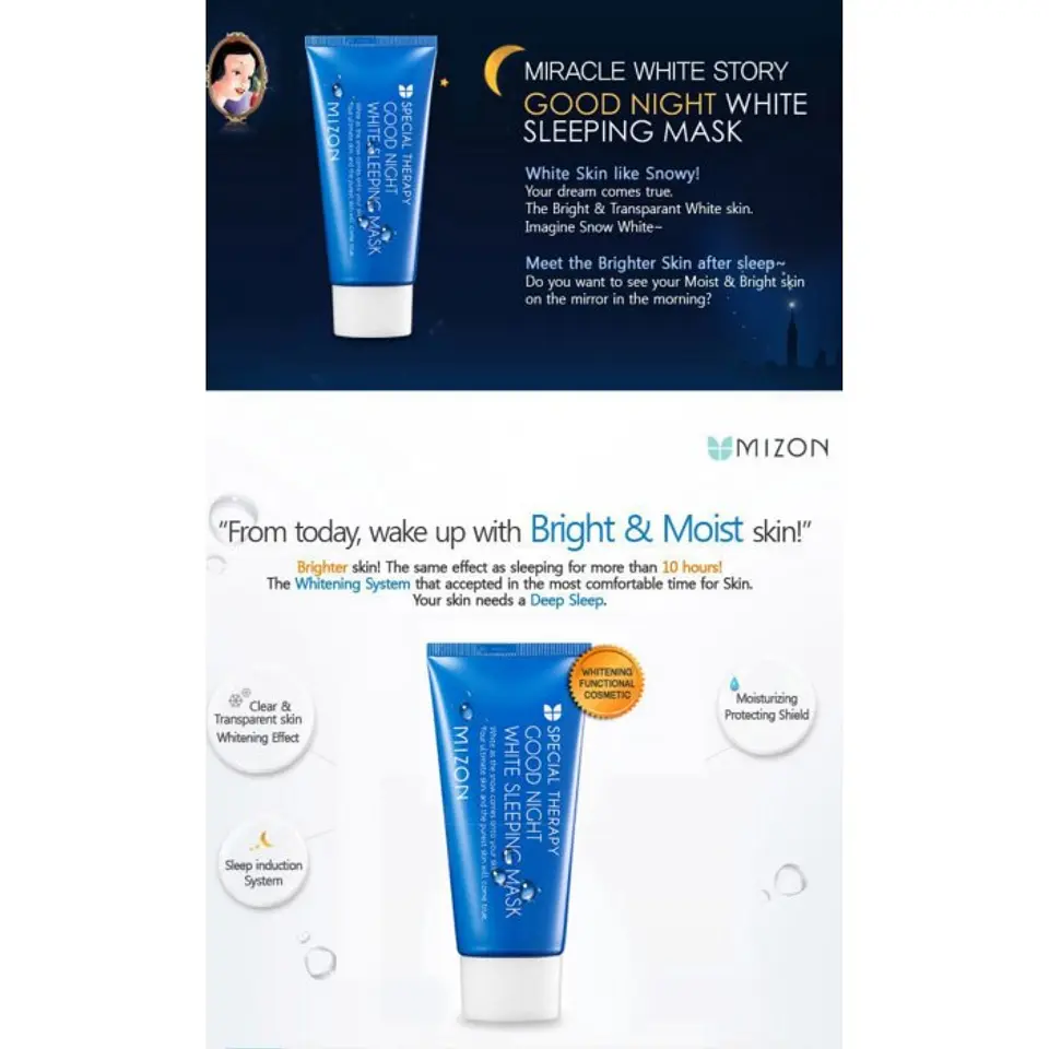 Good Night White Sleeping Mask (Mizon) - 50 ml Crema aclarante nocturna 3