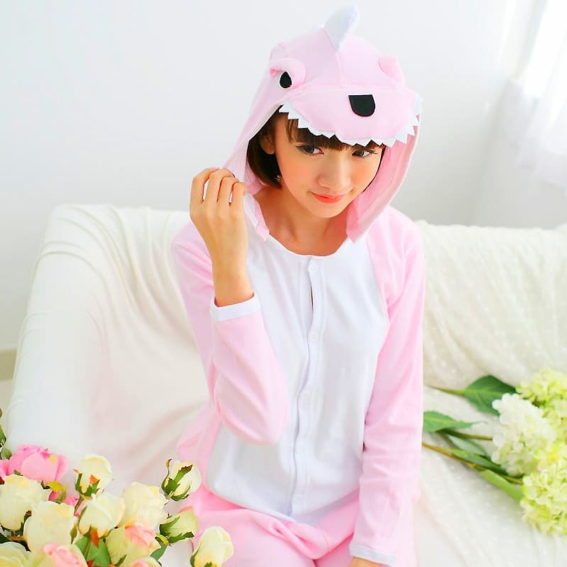 Kigurumi (Pijama Enterito) de Dinosaurio Rosado  1