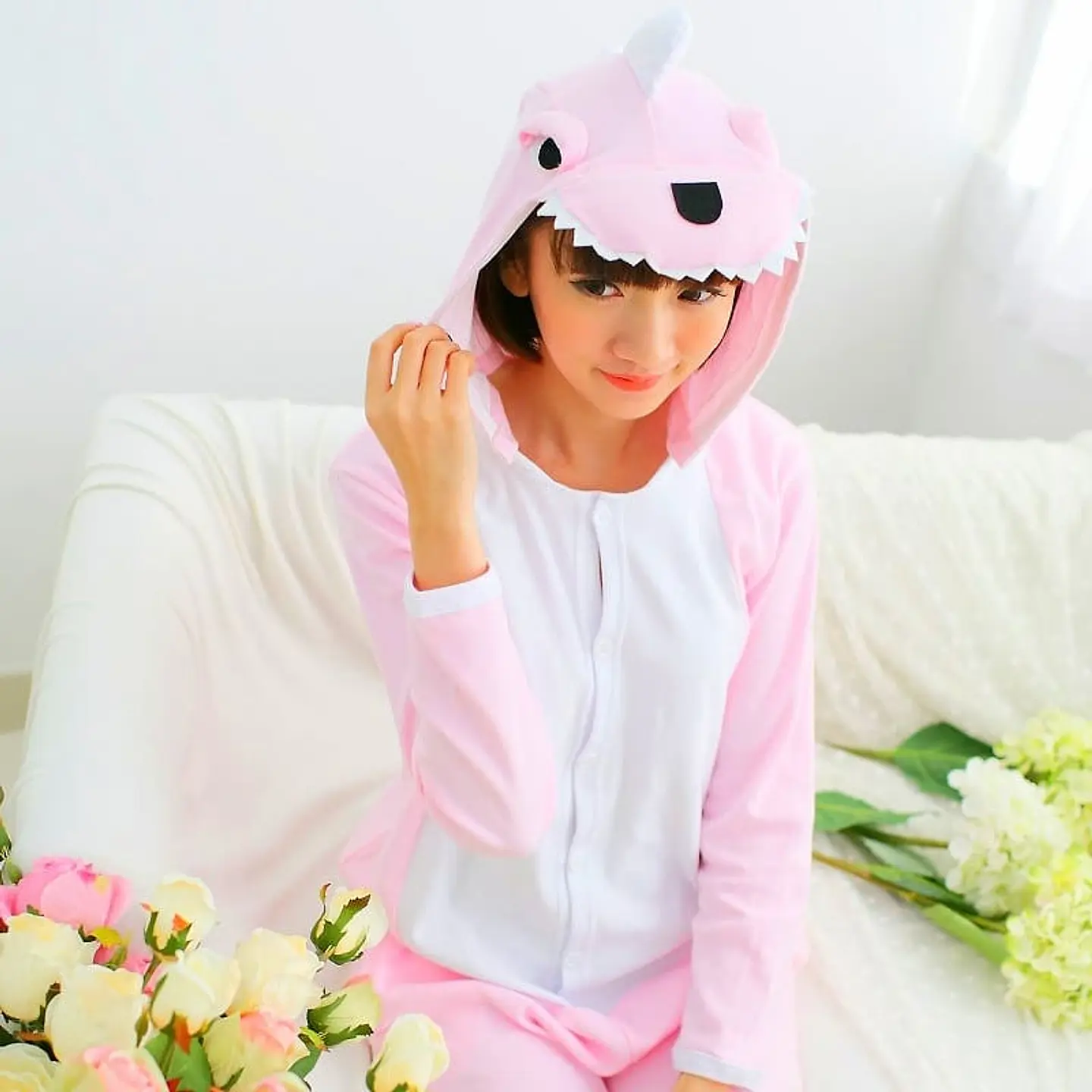 Kigurumi (Pijama Enterito) de Dinosaurio Rosado  1