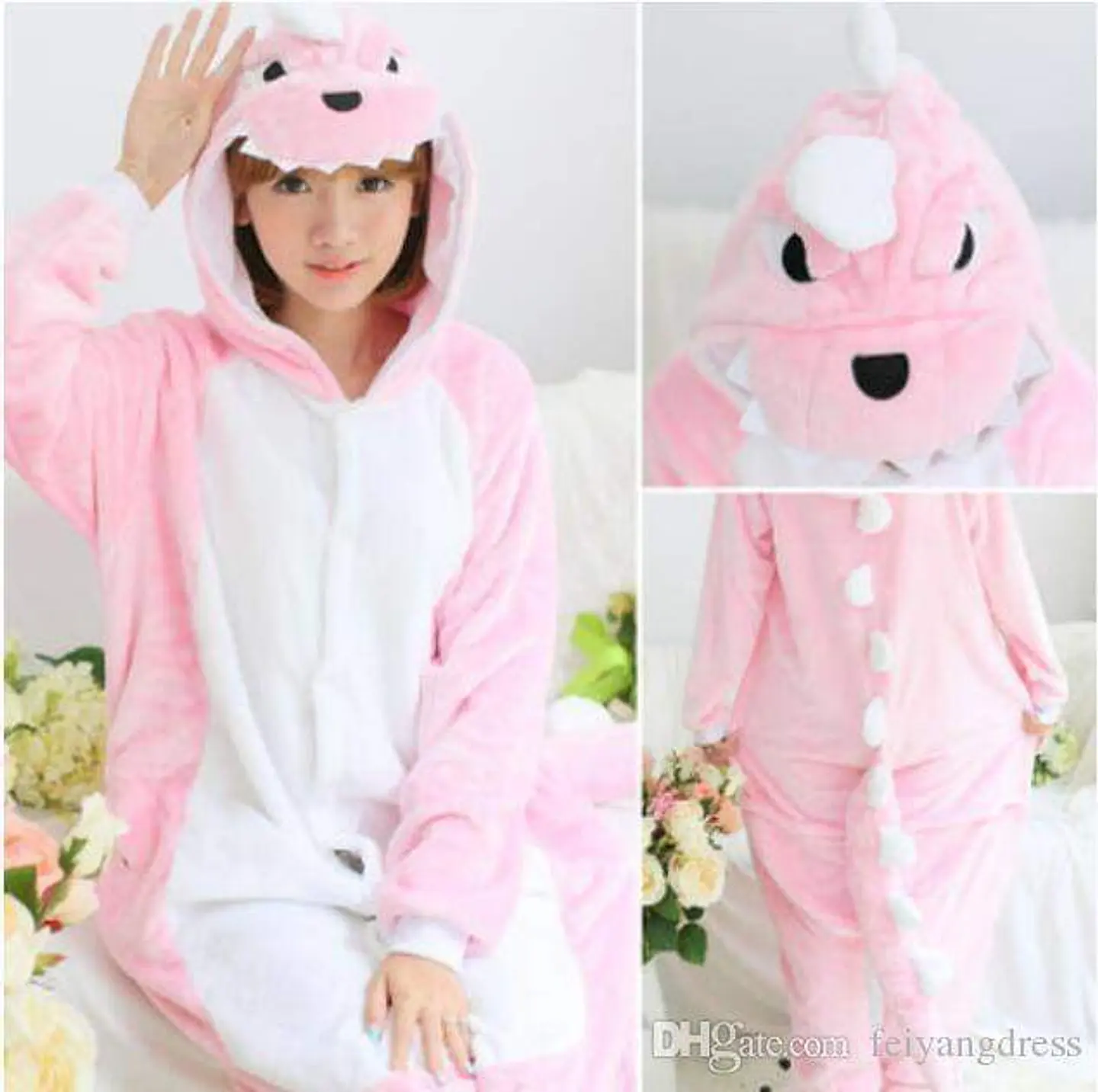Kigurumi (Pijama Enterito) de Dinosaurio Rosado  8