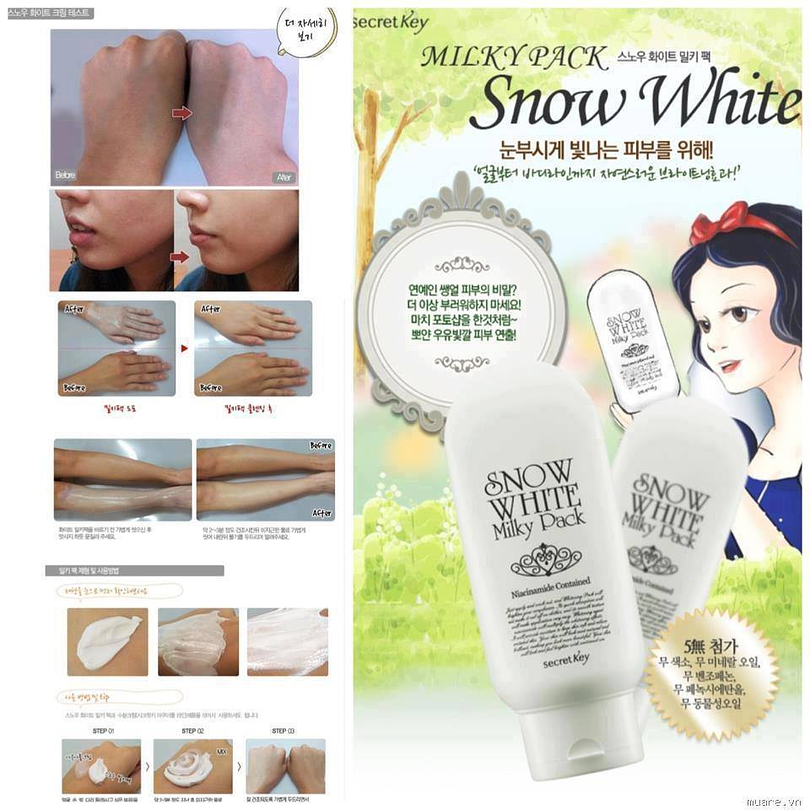 Snow White Milky Pack (Secret Key) - 200 ml Crema aclarante para cuerpo y rostro 1