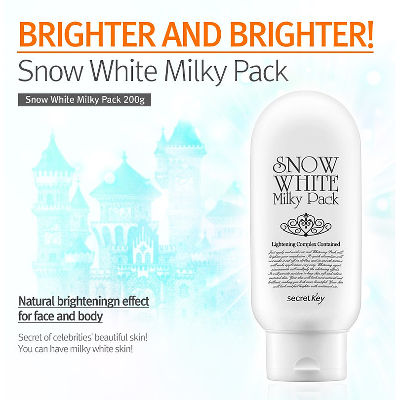 Snow White Milky Pack (Secret Key) - 200 ml Crema aclarante para cuerpo y rostro 3